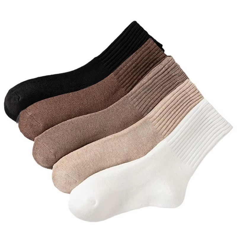 1/5 Pairs Winter Thickened Wool Socks Women’S Breathable Comfortable Plush Low Tube Snow Socks Korean Simple Warm Cashmere Socks